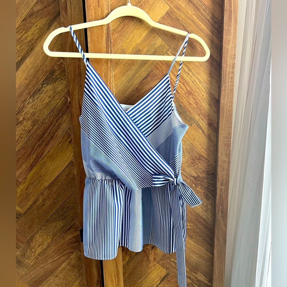 Banana Republic Tie Wrap Cami Tank Top Size XS Blue/White Striped